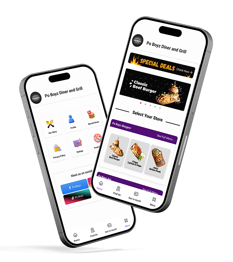 Po'Boyz Restaurant app mockup